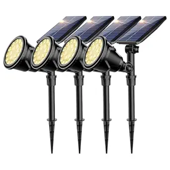 ROSHWEY Solar Landscape Lights, 18 LED Solar Pathway Lights IP65 Waterproof Solar Spot Lights Outdoor for Garden Yard Patio Porch Wall Deck Garage (Warm White,4Pack)