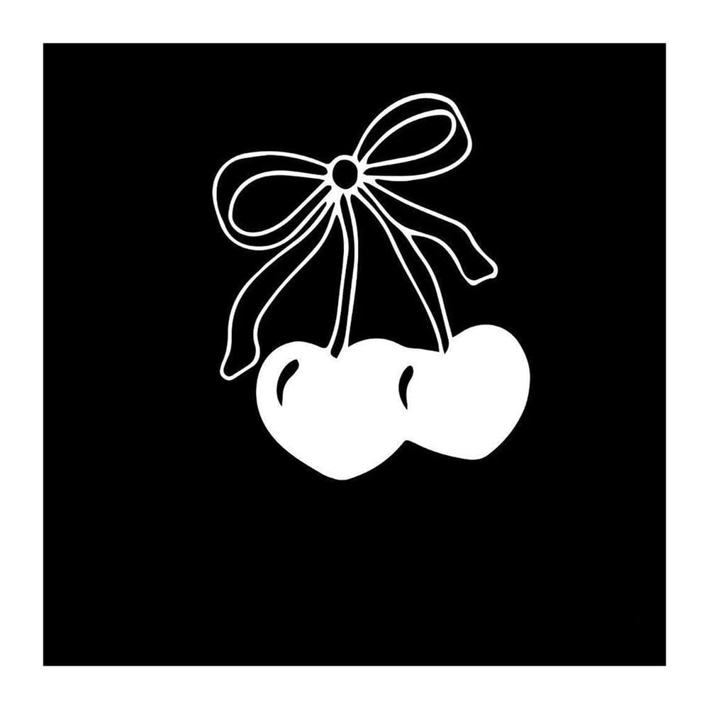 Love Heart Bow Cherry Car Stickers and Decals Figure DIY Adhesive Window(White,12cmX14cm)