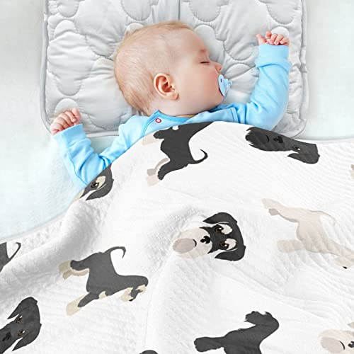 Image of Swaddle Blanket for Infants, Miniature Schnauzer Dogs, Cotton, Lightweight Soft Swaddling Blanket for Crib, Stroller, Nursery, 30X40 in