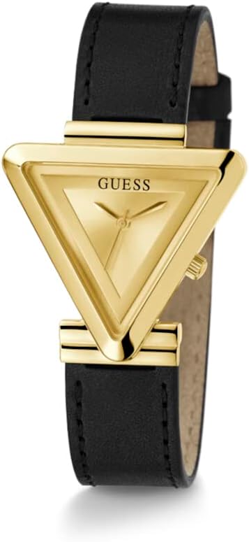 Guess Ladies 34mm Watch - Black Strap Champagne Dial Gold Tone Case - Image 3