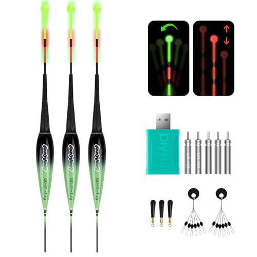 QualyQualy Lighted Slip Bobbers Fishing Floats LED Bobber w/Charger 3pcs Color Change Glow Bobber for Crappie Walleyes Fishing