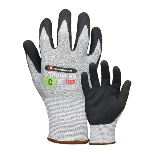 Blackrock Sandy Nitrile Lithium Cut Resistant Level C Handschuhe, für Männer und Frauen, Holzschnitzerei, Slash Knife Resistant, Sicherheitsarbeitshandschuhe, Grip - Größe 9/Large