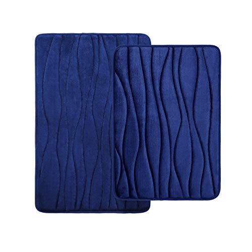 Homaxy - Alfombra de baño de Espuma de Memoria, Juego de 2 Piezas de Alfombra de baño Antideslizante y Absorbente, Alfombra y alfombras de baño Lavable a máquina (40 x 60 cm +50 x 80 cm, Azul Marino)