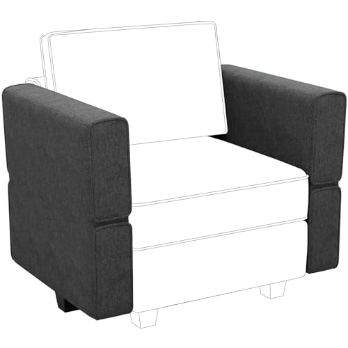Belffin Fabric Modular Sectional Sofa Armrest Backrest Module Couch Side Sectional Part Armrest/Backrest (Set of 2) Dark Grey Armrest/Backrest Dark Gr