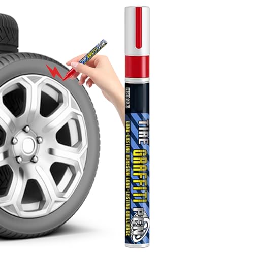 Marqueur Blanc Indelebile, Stylo Pneu Blanc Rouge, Pneu Peinture Stylo Imperméable, DIY Marqueur Décoratif pour Jantes Auto, Marqueurs de Pneus de Voiture, Pour Camions, SUV, Carrossiers, Ateliers