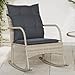 Qnhdfrt Sedia a dondolo da giardino con cuscino, grigio chiaro, in rattan PE e telaio in acciaio, 60 x 87 x 80 cm, per giardino, balcone e esterno Relax immagine