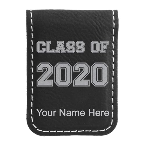 LaserGram Slim Magnetic Money Clip, Class of 2023, 2024, 2025, 2026, Personalized Engraving Included (Black with Silver)