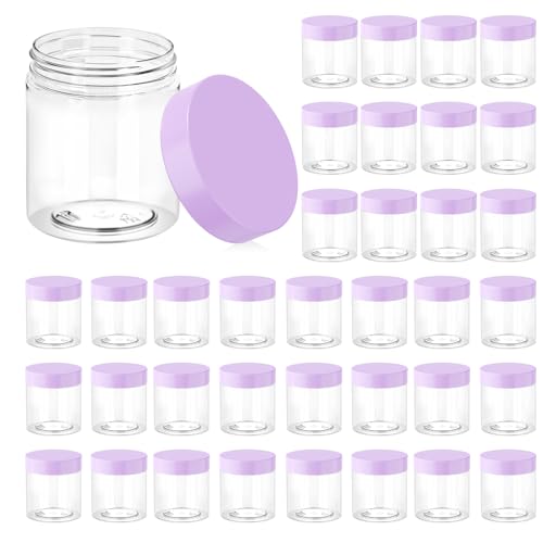 Eternal Moment 36 Pack 8 OZ Plastic Jars Clear Cosmetic Container with Lids