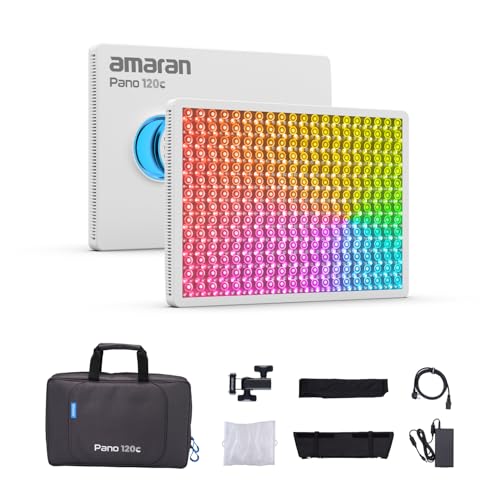 Image of amaran Pano 120c Kit RGB LED Video Light,120w Full Color Panel Light,Compact & Portable,APP Control, w /Softbox Studio Lighting for Outdoor Filming Recording Streaming (Pano 120c - White)