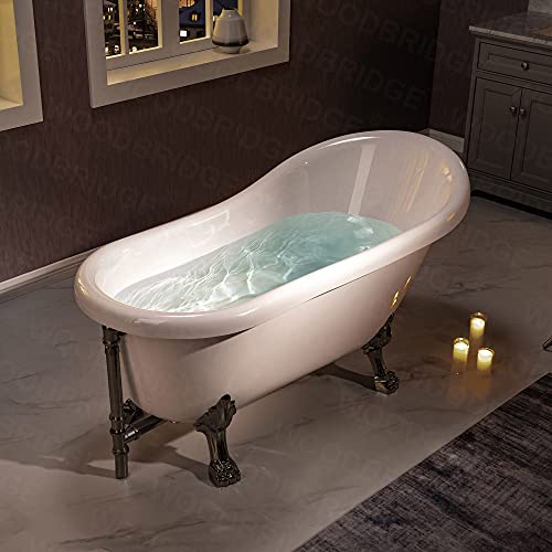 WOODBRIDGE 59\" Heavy Duty Acrylic Slipper Clawfoot Bath Tub with Oil-Rubbed Bronze Feet + Oil-Rubbed Bronze Drain &Overflow - Thumbnail 3