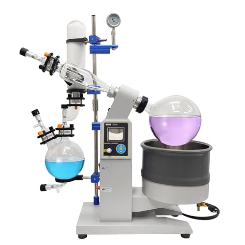 INTSUPERMAI 5L Rotary Evaporator with Motorized Lift Explosion Proof Lab Rotary Vacuum Evaporator Lab Automatic Lifting Rotavapor 20-100 RPM Speed Lab Evaporator with LCD Display Vacuum Gauge