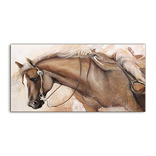 Art mural acryl 120x60cm Horse pour habiller un grand mur vide de salon