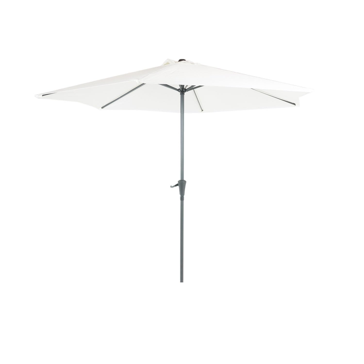 Parasol fijo Redondo de jardín de 270 cm diámetro, Mástil central, Redondo de Aluminio, Color Beige, Salida de viento, Tela gramaje 180 gr Sombilla terraza o bar, Parasoles de piscina.