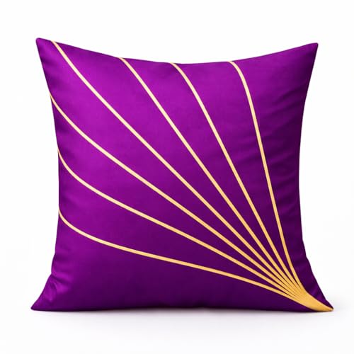 Image of LOFEY Dupion Silk Cushion Cover, 16 x 16 Inch (40 x 40 cm), Decorative Sofa Pillow Cover, Zipper Closure (2, Purple)