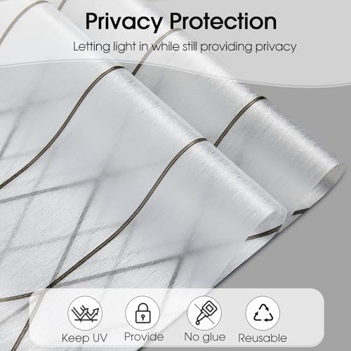 Image of Windimiley Window Privacy Film Stained Glass Static Clings, Bathroom Frosted Leaded Decorative Window Stickers, UV Heat Blocking Opaque Removable for Home Door Coverings (17.5 x 78.7in,Rain)