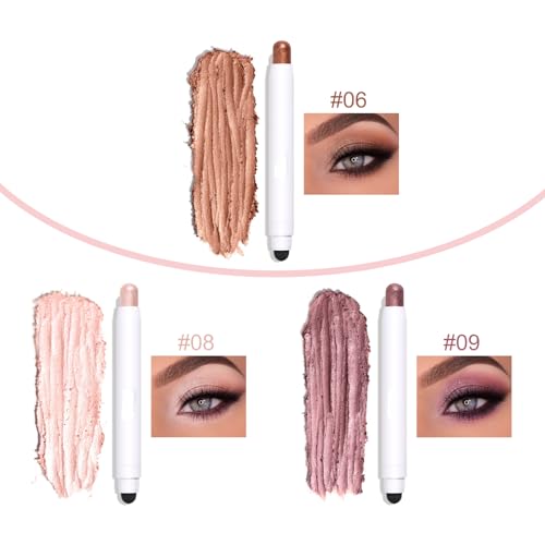 Ninnyi 3PCS Eye Shadow Stick, Long Lasting Waterproof Dual Ended Shimmer Cream Eyeshadow Pencil - Image 5