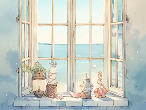 Diamond painting rebord de fenêtre kit adulte débutant format XXL 90x70cm modèle 296