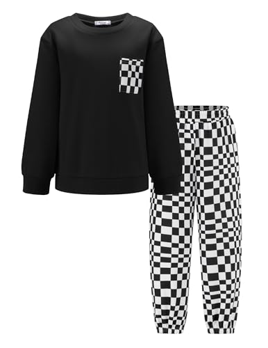 Arshiner Boys Fleece Colorblock Sweatshirt & Pants Set
