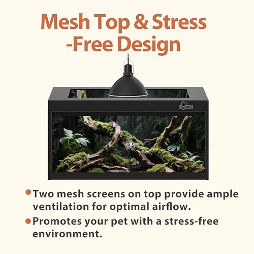 Image of 20 Gallon PVC Reptile Enclosure, RepWild 24 inchx18 inchx12 inch Terrarium /Tank with Heavy-Duty Screen Top, Glass Sliding Doors & Lock for Bearded Dragons, Ball Python, Geckos, Lizards