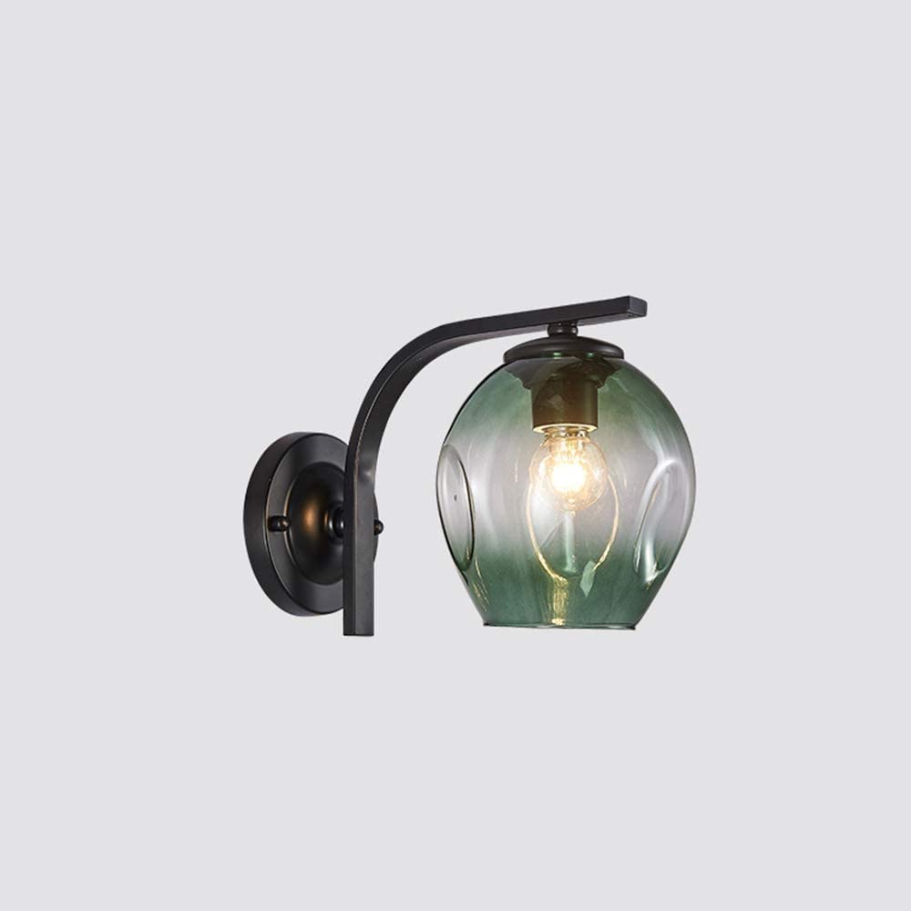 Aplique de pared de vidrio verde E27 para dormitorio y mesita de noche