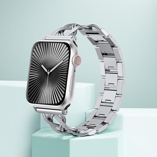 Image of TOYOUTHS Dressy Bracelet Compatible with Apple Watch Bands 38 /40 /41 /42 /44 /45 /46 /49mm Women, Celtic Stainless Steel Metal Fancy Nice Pretty Strap for iWatch Series 11 10 9 8 7 6 5 4 Ultra /SE 3 2 1