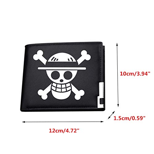 Aslnsong Anime Slim Front Pocket Wallet Short Pattern Pu Purse Wallet For Men Students 4.72In X 3.9In (One Piece) #TOP1