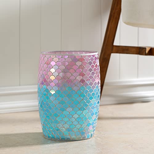 Image of Bathroom Wastebasket - Glass Decorative Trash Can (Mermaid)
