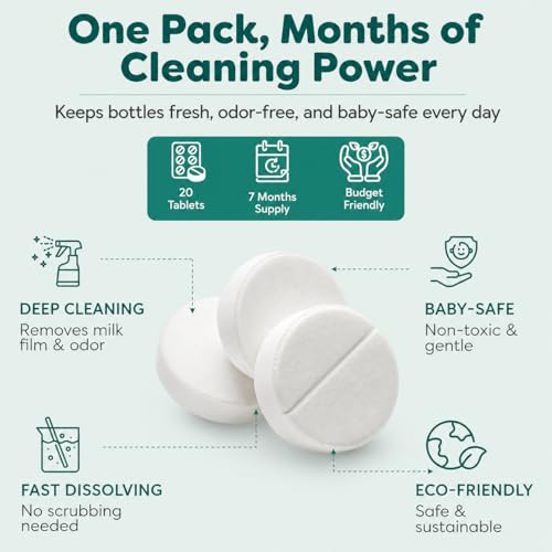 Image of Descaling Tablets for Bottle Washer & Warmers (20 Count) - Descaler Tablets, Removes Limescale Milk Residue & Mineral Buildup Compatible with Momcozy, Baby Breeza, Grownsy & All Bottle Washers