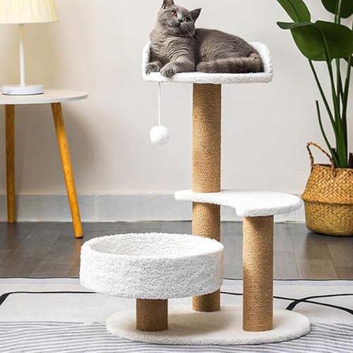 Poste rascador para gato de madera y cuerda de yute miniatura 5