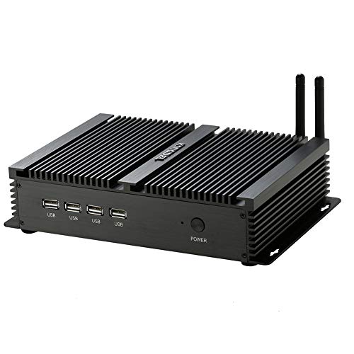 Image of KINGDEL Powerful Mini Desktop Computer, Fanless Industrial PC, Core i5 Dual Core CPU, 8GB RAM, 512GB SSD, 2xNICs, 4xCOM RS232, HD Port+VGA, Metal Case, Wi-Fi, Silent Working