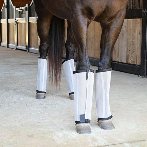 Image of Jeffers Romper Stomper Fly Boots for Horses - Grey, Large - Breathable Mesh Leg Wraps for Insect Protection, Stable Accessories for Summer Turnout, Ride Gear, Horse Hoof & Leg Care - 4 Pack