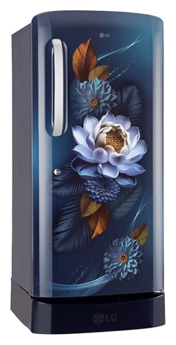 Image of LG 210 L, 5 Star, Smart Inverter, Direct Cool Single Door Refrigerator (GLD2256ZABW, Blue Waterlily, Base stand with Drawer)