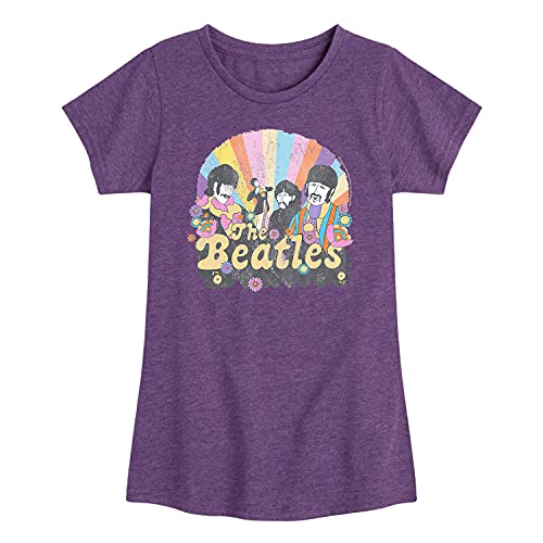 HYBRID APPAREL - The Beatles - Retro Flower Illustration - Girls Toddler and Youth Short Sleeve Graphic T-Shirt