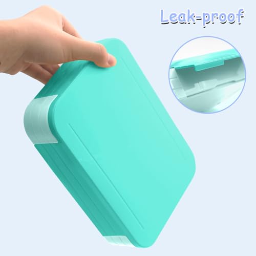 XJIANFU Brotdose Kinder mit Fächern,1200ml Auslaufsichere Bento-Box, Kinder-Lunchbox,Auslaufsicher Fächern,Jausenbox Brotbox für,Mädchen & Jungen,Mikrowelle/spülmaschinenfest (LakeBlue)