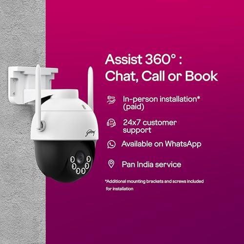 Image of Godrej 3MP Smart Wifi Mini PT CCTV Camera | EVE Pro Wifi Mini PT | Night Vision | 360 View | AI Human Tracking | Motion Detection | Outdoor Camera | 2-Way Talk | 256GB SD Card Support | Alexa Support