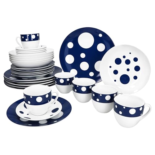 MamboCat Pula dunkelblau 30tlg Kombiservice I weißes...