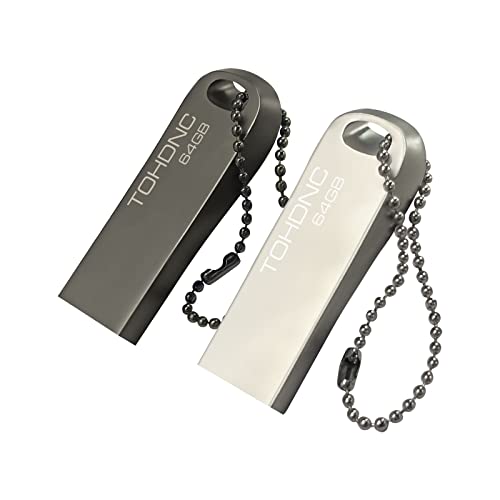 64GB Memorias USB 2 Piezas, Impermeable Pendrive Metal Memoria Stick USB 2.0 Portátil Flash Drive...