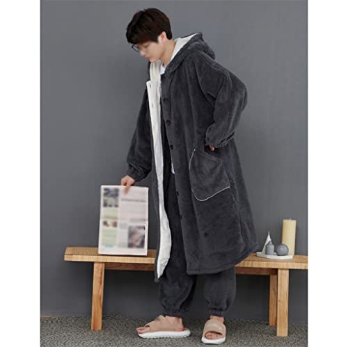 Men's Pajamas Long Winter Thickened Warm Bathrobe Pajamas Coral Fleece Thickened 6xl Hooded Men's Pajama Set4