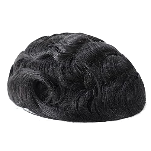 Hair Nature Peruca masculina de cabelo humano, perucas reais para homens, pele de poliéster injetada