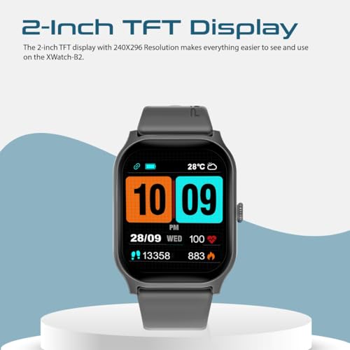 Image of Promate Xwatch-B2 Smartwatch with 2.01 inch Ultra Large Display,BT Calling,15 Days Battery Life,123+ Sports Mode,IP67 Water Proof,Smart Notification,Real-Time HR Monitor,200+ Watch Faces (Graphite)