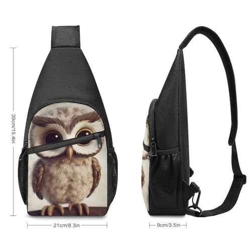 Mochila bandolera Cute Owl blanca para senderismo y uso casual miniatura 2