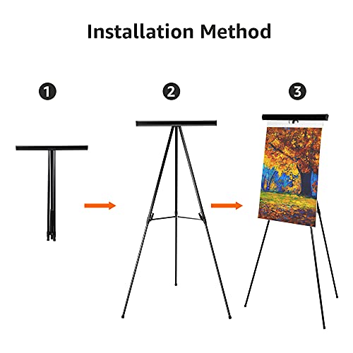 Amazon Basics High Boardroom Black Aluminum Flipchart Whiteboard and Display Easel Stand with Adjustable Height Telescope Tripod, Black, 37 x 18 x 28 Inches