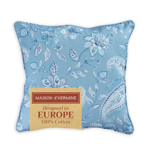 Maison d' Hermine Throw Pillow Covers 100% Cotton (18" x 18" - Pack of 1)