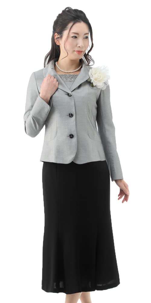 リフレクト　グレー　9号　スカート　セットアップ　スーツ　入学式　セレモニー Amazon | スカートスーツ セレモニースーツ レディース 9号