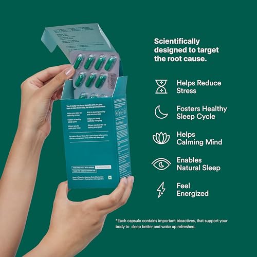 Image of Stress-Sleep Aid Capsules| Melatonin Free| Non-Habit forming| Calmer mind & Restful sleep| GMP Certified |Non-GMO |For Men & Women| 56 Capsules (Pack of 3)