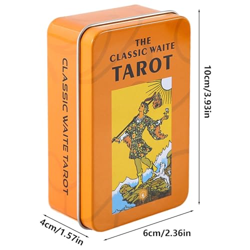 Image of DUNGRANI ENTERPRISE The Classic Waite Oracle Tarot Cards in A Tin A 78-Card Deck with Guidebook Gilded Black (Limited Edition) 400 GSM Gold Core Cardstock for Adults (The Classic Waite)