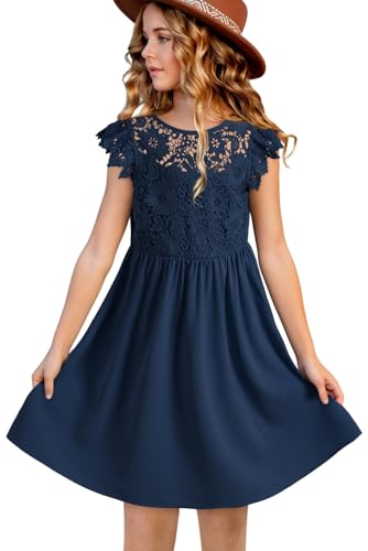 blibean Teen Girls Flower Dresses Semi Formal Sleeveless Wedding Dress Size 6-15 Years