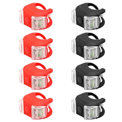 8 Stück LED Kinderwagenlicht Silikon - Wasserdichtes Buggy & Scooter Licht mit 3 Leuchtfunktionen...