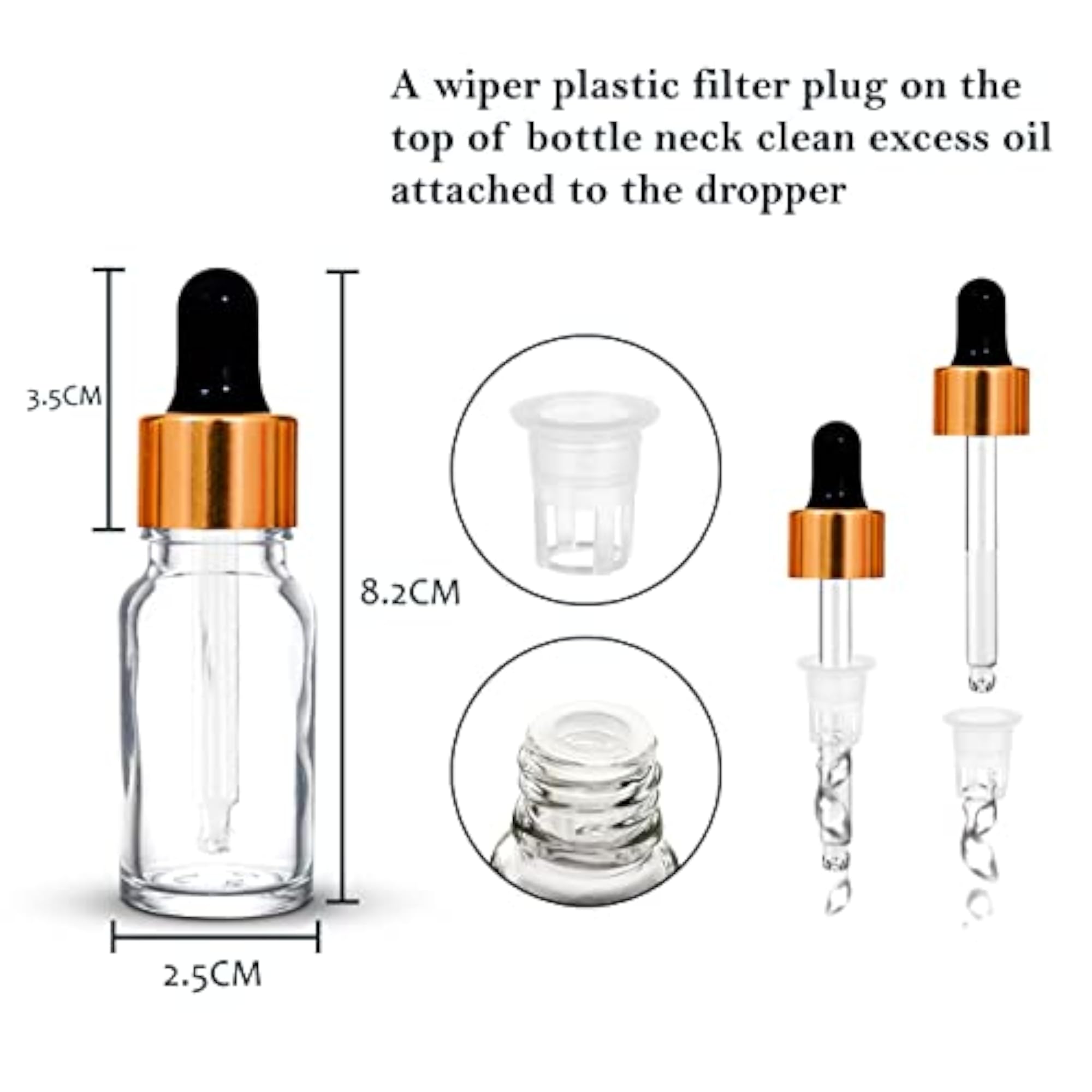 10 ml Clear Round Empty Glass Bottle with Dropper