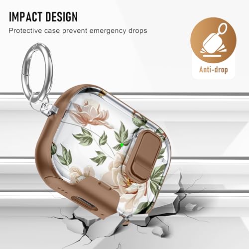 Image of Compatible Airpods Pro 3 Case (2025) with Phone Stand & Cleaner Kit,Cute Flower Print Soft Silicone Lock Clip Apple AirPods Pro 3rd Generation Case, Airpod Pro 3 Cover with Keychain for Women /Girls
